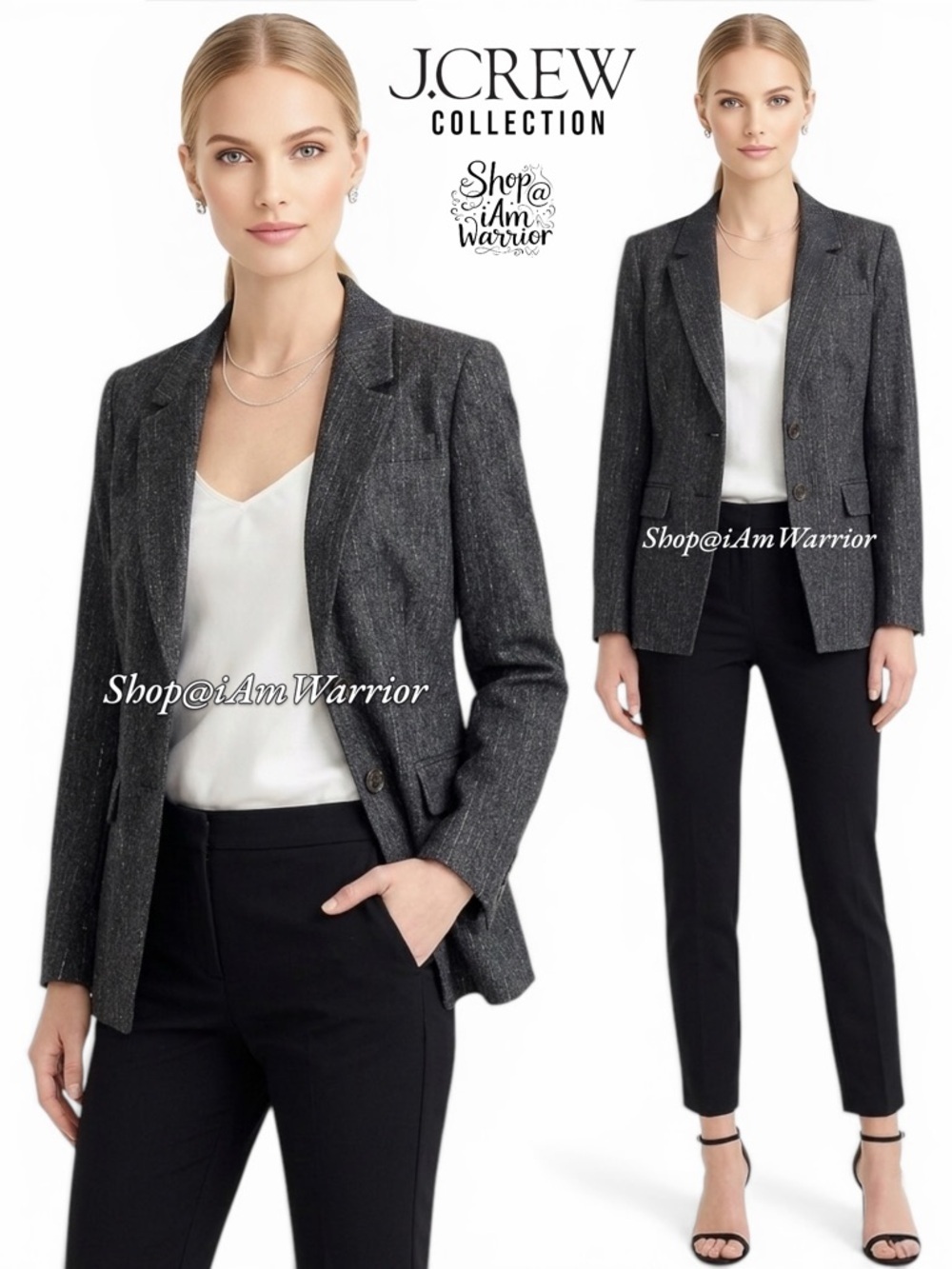 J.Crew Collection NWOT charcoal gray metallic pinstripe blazer *shop”iamwarrior